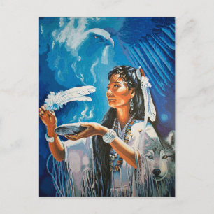 Indischer Wolf Postkartenmalerei von Freyja Postkarte