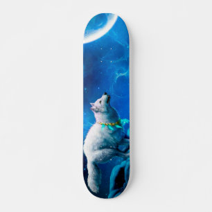 Indischer Wolf und Vollmond Skateboard
