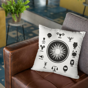 Indischer Zodiak - 12 vedische Zeichen im geometri Kissen