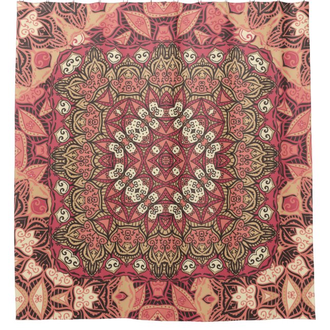 Indisches abstraktes Medaillonmuster. Boho und Sin Duschvorhang (Vorderseite)