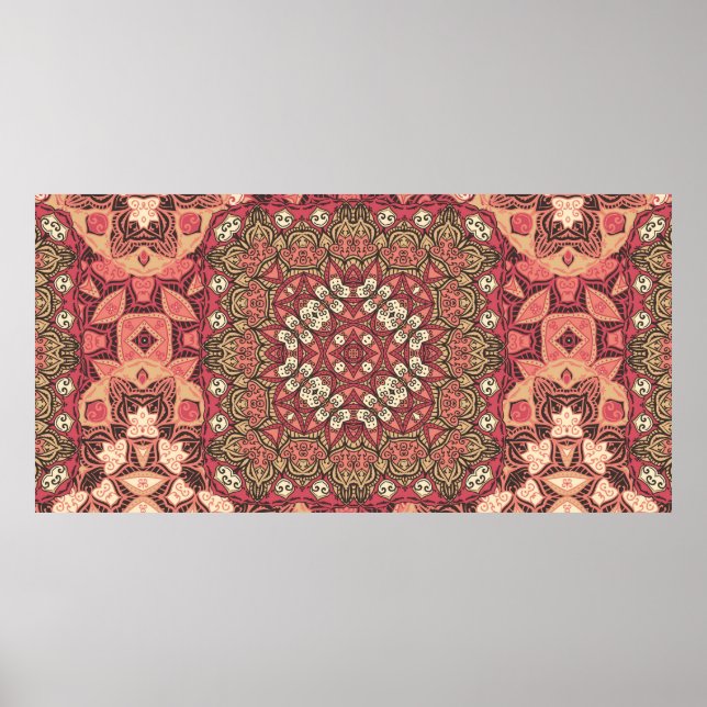 Indisches abstraktes Medaillonmuster. Boho und Sin Poster (Vorne)