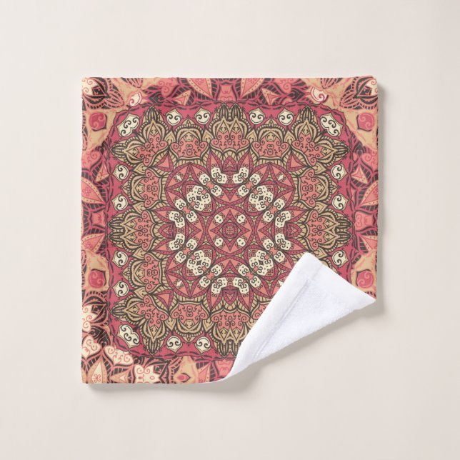 Indisches abstraktes Medaillonmuster. Boho und Sin Waschlappen (Waschlappen)