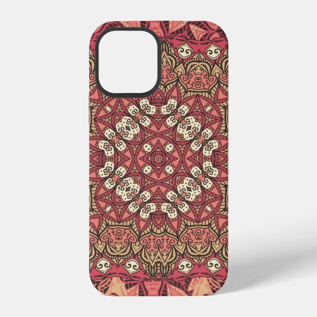 Indisches abstraktes Medaillonmuster. Boho und Zig iPhone Hülle (Rückseite)
