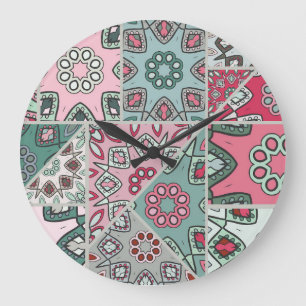 Indisches arabisches Patchwork-Quilt Vintage Große Wanduhr