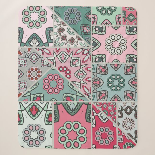 Indisches arabisches Patchwork-Quilt Vintage Sherpadecke (Vorderseite)