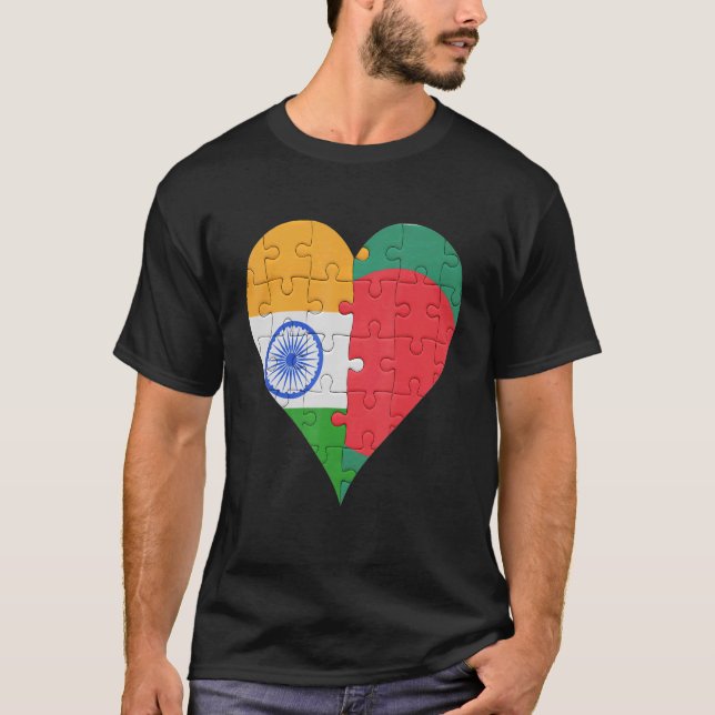 Indisches bengalisches Flaggenherz T-Shirt (Vorderseite)