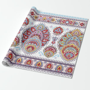 Indisches Blumenpaisley-Medaillon-Muster. Ethnic M Geschenkpapier