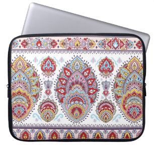 Indisches Blumenpaisley-Medaillon-Muster. Ethnic M Laptopschutzhülle