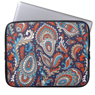 Indisches Blumenpaisley-Medaillon-Muster. Ethnic M Laptopschutzhülle
