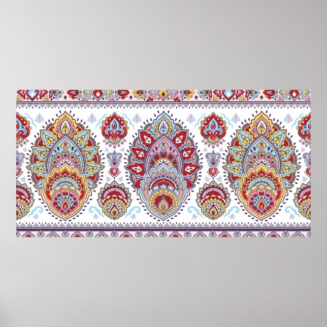 Indisches Blumenpaisley-Medaillon-Muster. Ethnic M Poster (Vorne)