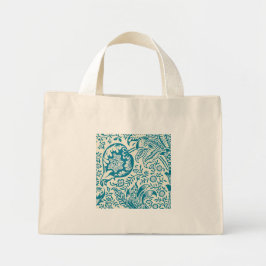 Indisches botanisches Muster in Türkis und Beige Mini Stoffbeutel