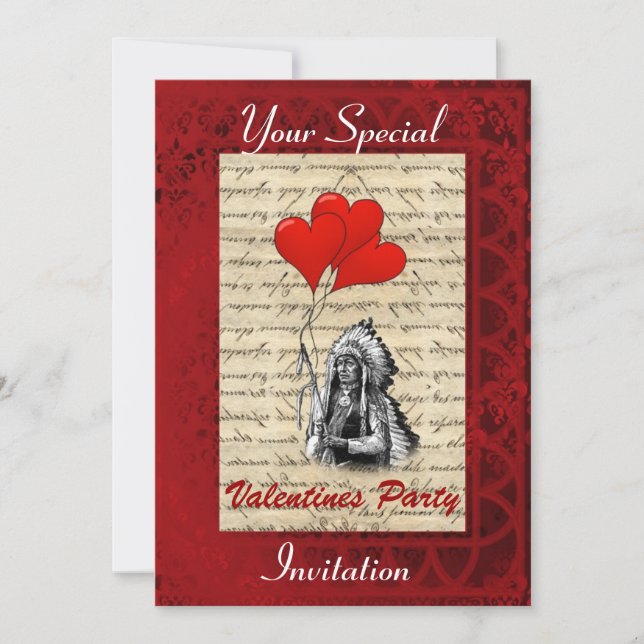 Indisches Chief Valentines Party Einladung (Vorderseite)