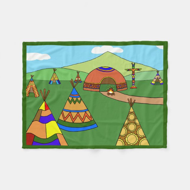 Indisches Dorf Fleecedecke (Vorderseite (Horizontal))
