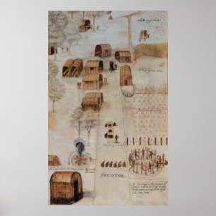 Indisches Dorf Secoton Poster