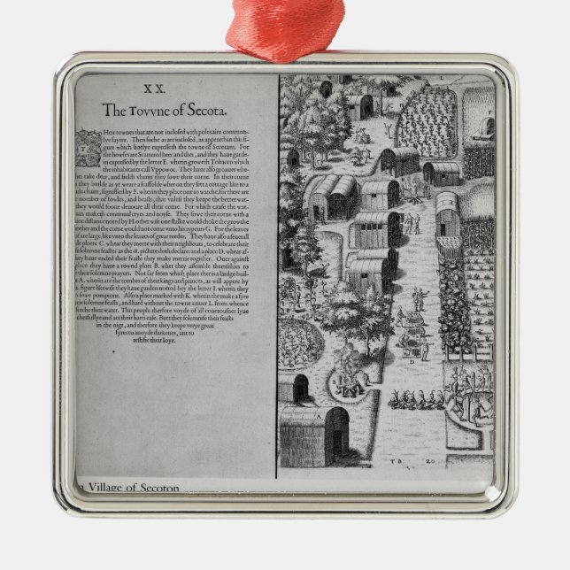 Indisches Dorf von Secoton Silbernes Ornament (Vorne)