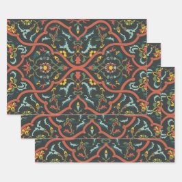 Indisches Druckmuster Geschenkpapier Set