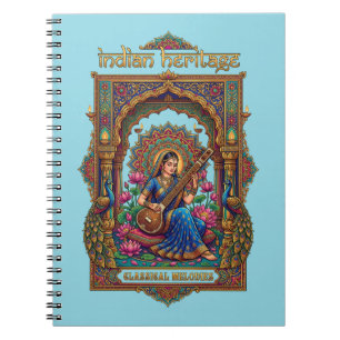 Indisches Erbe: Klassischer Musiker Veena-Kunst Notizblock