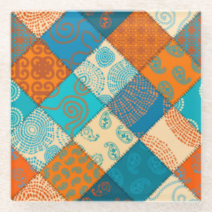 Indisches Flickwerk: Vintag nahtlos. Glasuntersetzer