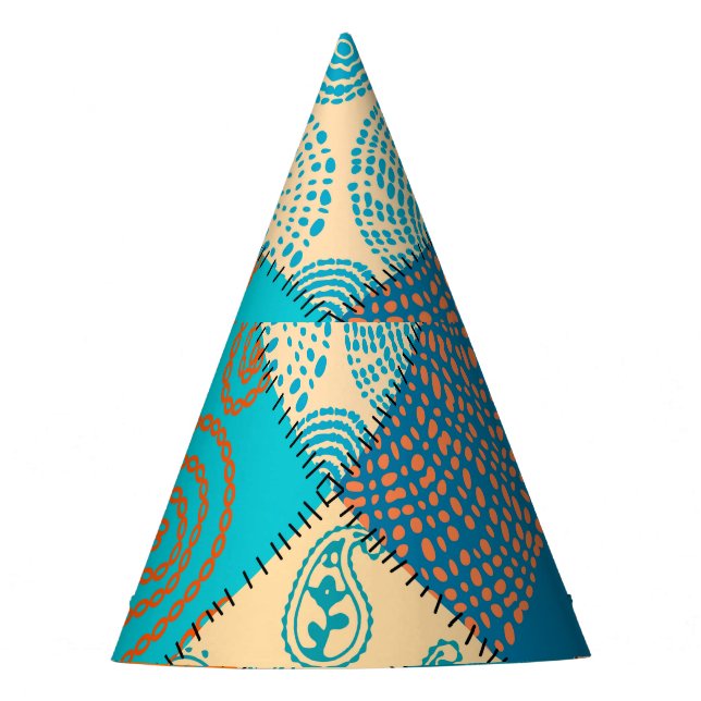 Indisches Flickwerk: Vintag nahtlos. Partyhütchen (Vorderseite)