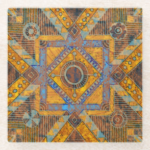 Indisches florales Paisley: Ethnisches Medaillon. Glasuntersetzer