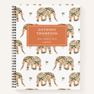 Indisches florales Paisley-Ornament Elefanten Benu Notizbuch