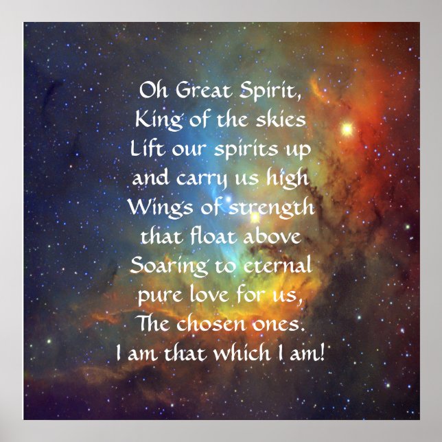 Indisches Gebet der nordamerikanischen Ureinwohner Poster (Vorne)
