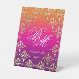 Indisches Hochzeitrosa Lila Orange  Sockelschild