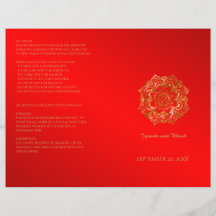 Indisches Hochzeitsprogramm für Rote und Gold-Blum