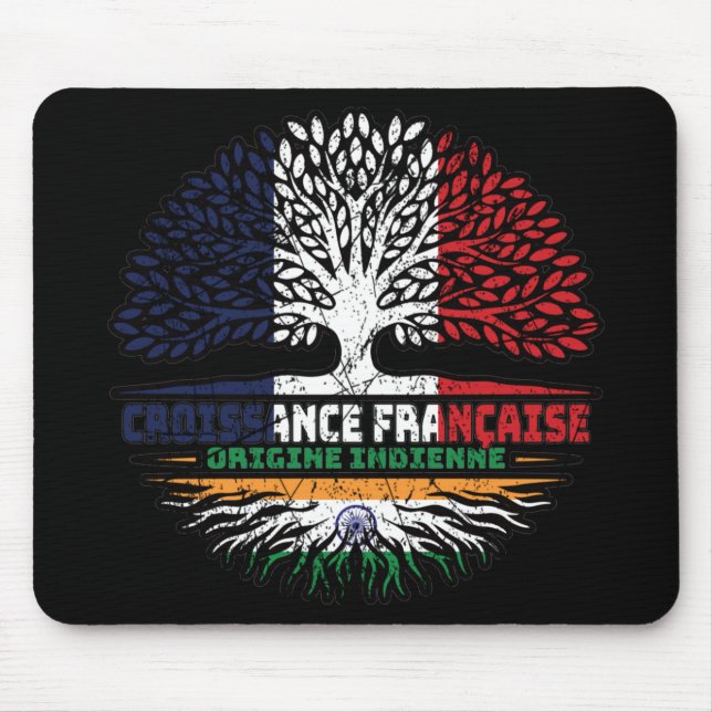 Indisches Indien, Französisch-Tree-Roots-Flag Mousepad (Vorne)