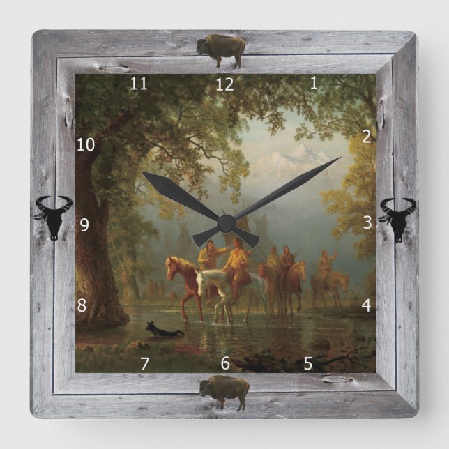 INDISCHES KRIEGSPARTY QUADRATISCHE WANDUHR (Vorderseite)