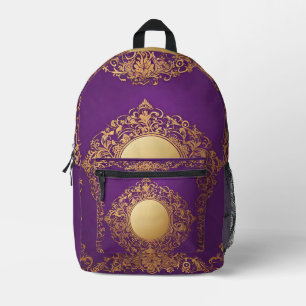 Indisches Lila Gold-Muster Überall-Backpack Bedruckter Rucksack