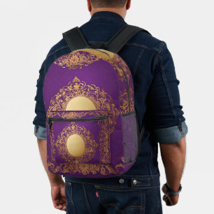 Indisches Lila Gold-Muster Überall-Backpack Bedruckter Rucksack