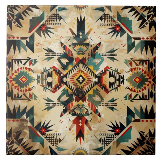 Indisches Muster für coolen Western Fliese (Vorderseite)