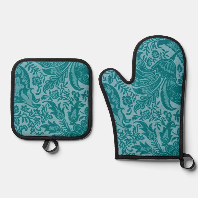 Indisches Muster, William Morris Ofenhandschuh & Topflappen-Set (Vorderseite)
