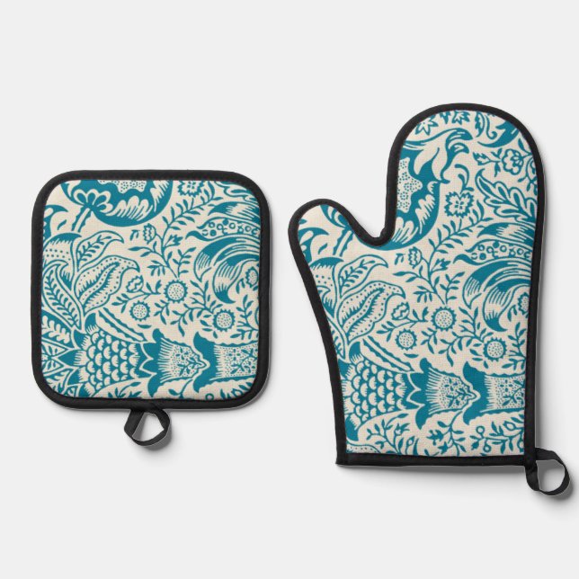 Indisches Muster, William Morris Ofenhandschuh & Topflappen-Set (Vorderseite)