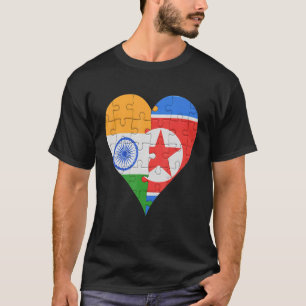 Indisches nordkoreanisches Flaggenherz T-Shirt
