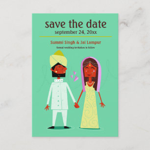 Indisches Paar: "Save the Date"-Ankündigung Einladung