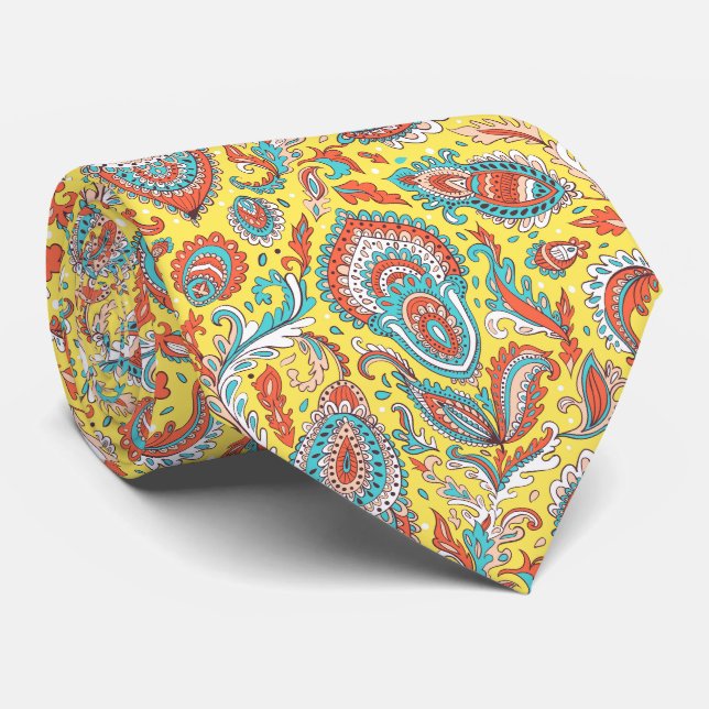 Indisches Paisley-Blumenmuster nahtlos Krawatte (Gerollt)