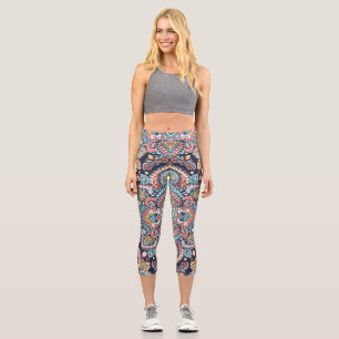 Indisches Paisley: Ethnisches Mandala-Muster Capri Leggings