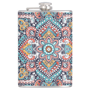 Indisches Paisley: Ethnisches Mandala-Muster Flachmann