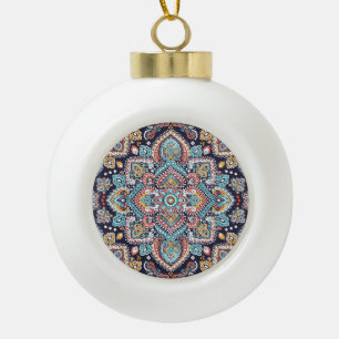 Indisches Paisley: Ethnisches Mandala-Muster Keramik Kugel-Ornament