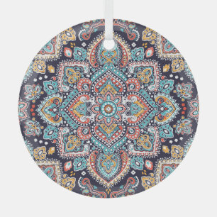 Indisches Paisley: Ethnisches Mandala-Muster Ornament Aus Glas