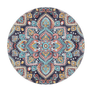 Indisches Paisley: Ethnisches Mandala-Muster Schneidebrett