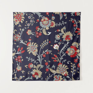 Indisches Paisley, marineblauer Hintergrund, tradi Wandteppich