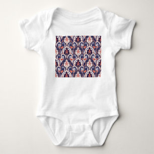 Indisches Paisley: Nahtloses florales Medaillon. Baby Strampler