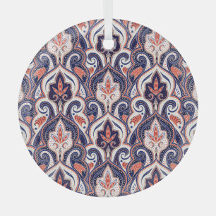 Indisches Paisley: Nahtloses florales Medaillon. Ornament Aus Glas