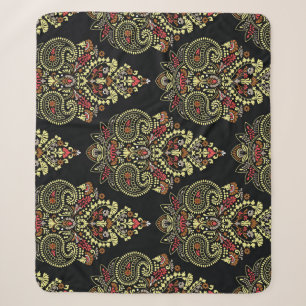 Indisches Paisleymuster, geometrischer schwarzer H Sherpadecke