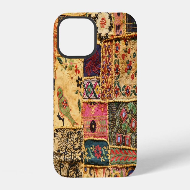 Indisches Patchwork: Hampi-Marktstoff. iPhone Hülle (Rückseite)