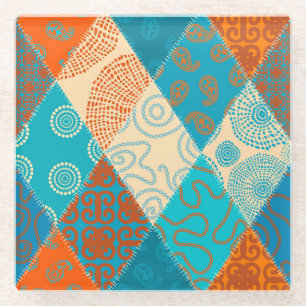 Indisches Patchwork-Nahtloses Vintage-Design. Glasuntersetzer