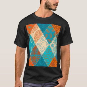 Indisches Patchwork-nahtloses Vintage-Design. T-Shirt
